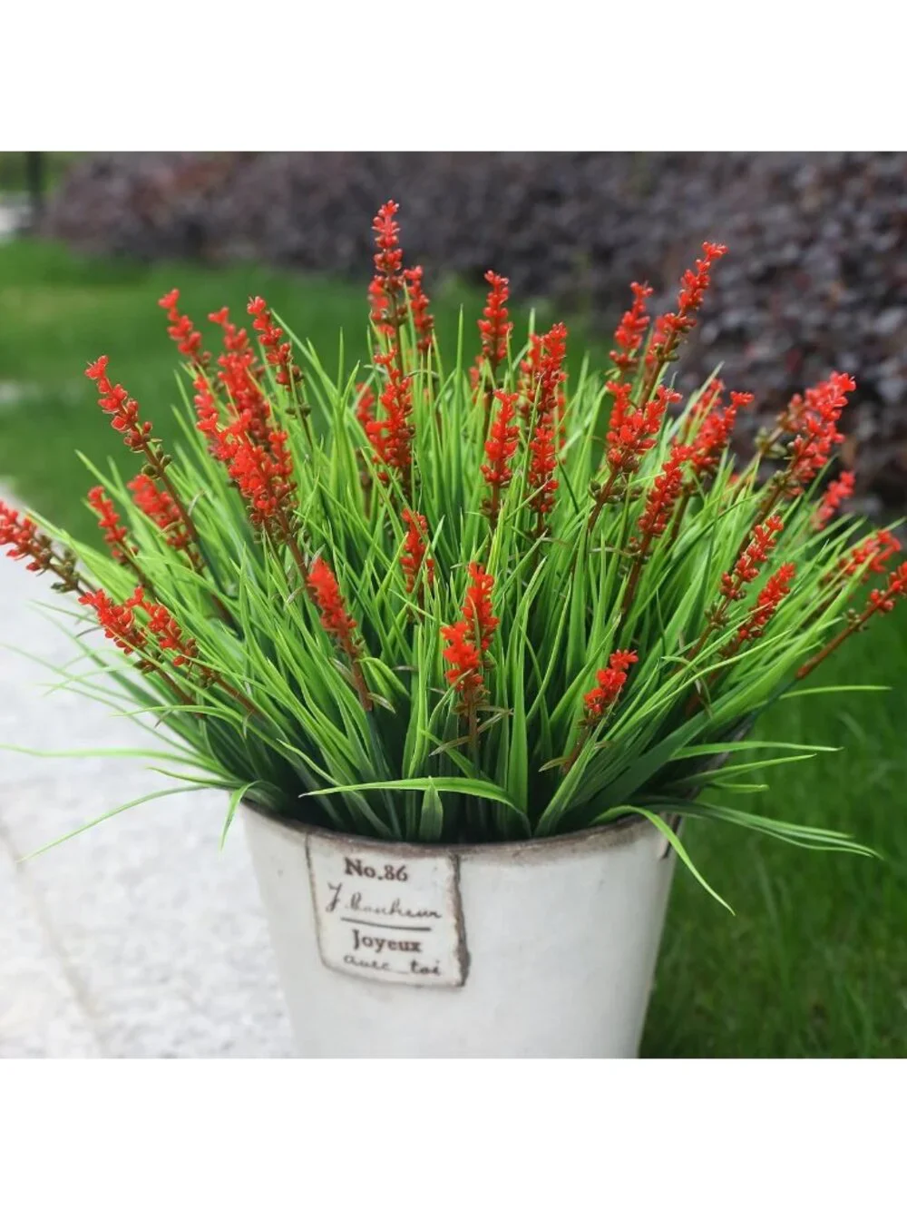 Vibrant Red Artificial Flowers - 12 Bundles Faux Plants for Outdoor Decor, Yard